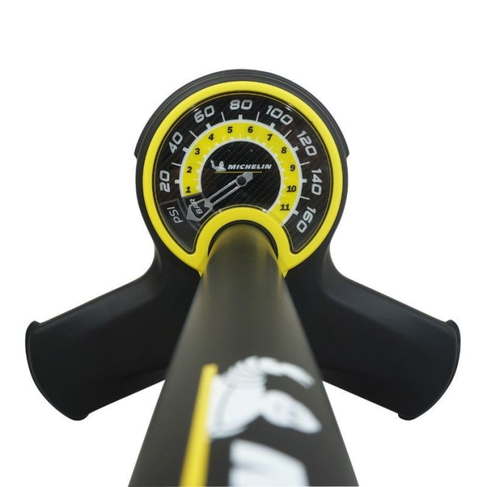 Pompe à pied Michelin pour velo en acier + manomètre