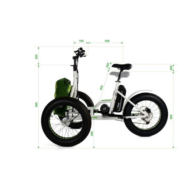 Tricycle Adulte Fat bike électrique 2 roues avant Etnnic fat 2.0