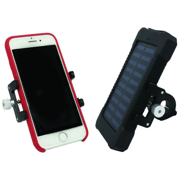 SUPPORT SMARTPHONE/TELEPHONE COOLRIDE ALU UNIVERSEL AVEC FIXATION GUIDON ET BATTERIE SOLAIRE
