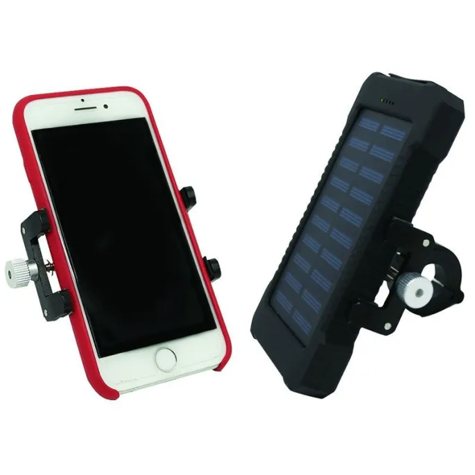 SUPPORT SMARTPHONE/TELEPHONE COOLRIDE ALU UNIVERSEL AVEC FIXATION GUIDON ET BATTERIE SOLAIRE
